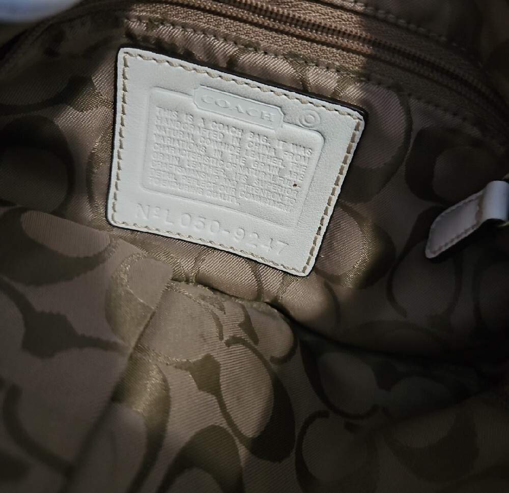 Coach White and Tan Shoulder Bag with Buckle Accent - Picture 2 of 9
